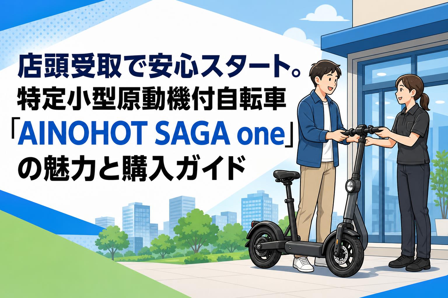 店頭受取で安心スタート。特定小型原動機付自転車「AINOHOT SAGA one」の魅力と購入ガイド