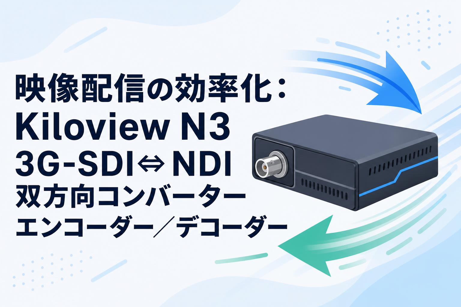 映像配信の効率化：Kiloview N3  3G-SDI⇔ NDI 双方向コンバーター エンコーダー／デコーダー