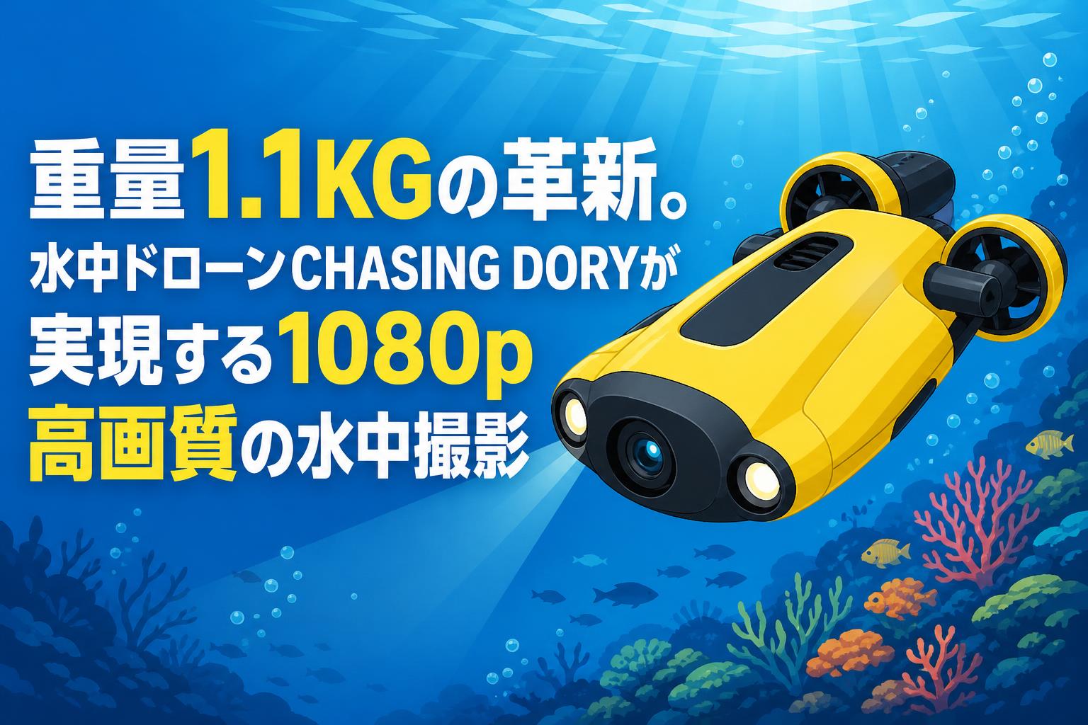 重量1.1KGの革新。水中ドローンCHASING DORYが実現する1080p高画質の水中撮影