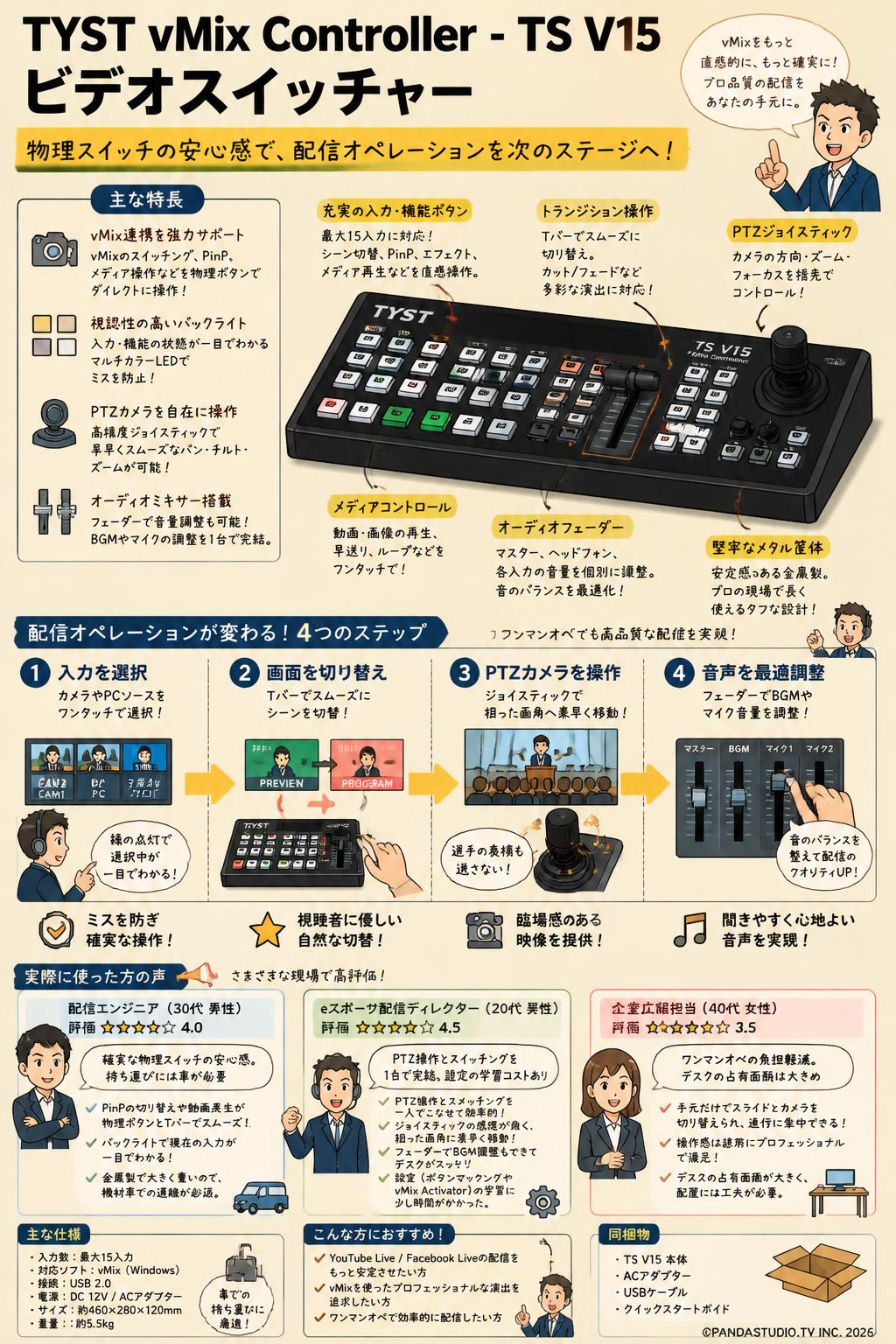 TYST vMix Controller - TS V15 ビデオスイッチャー インターネット上のお客様の声（評判）