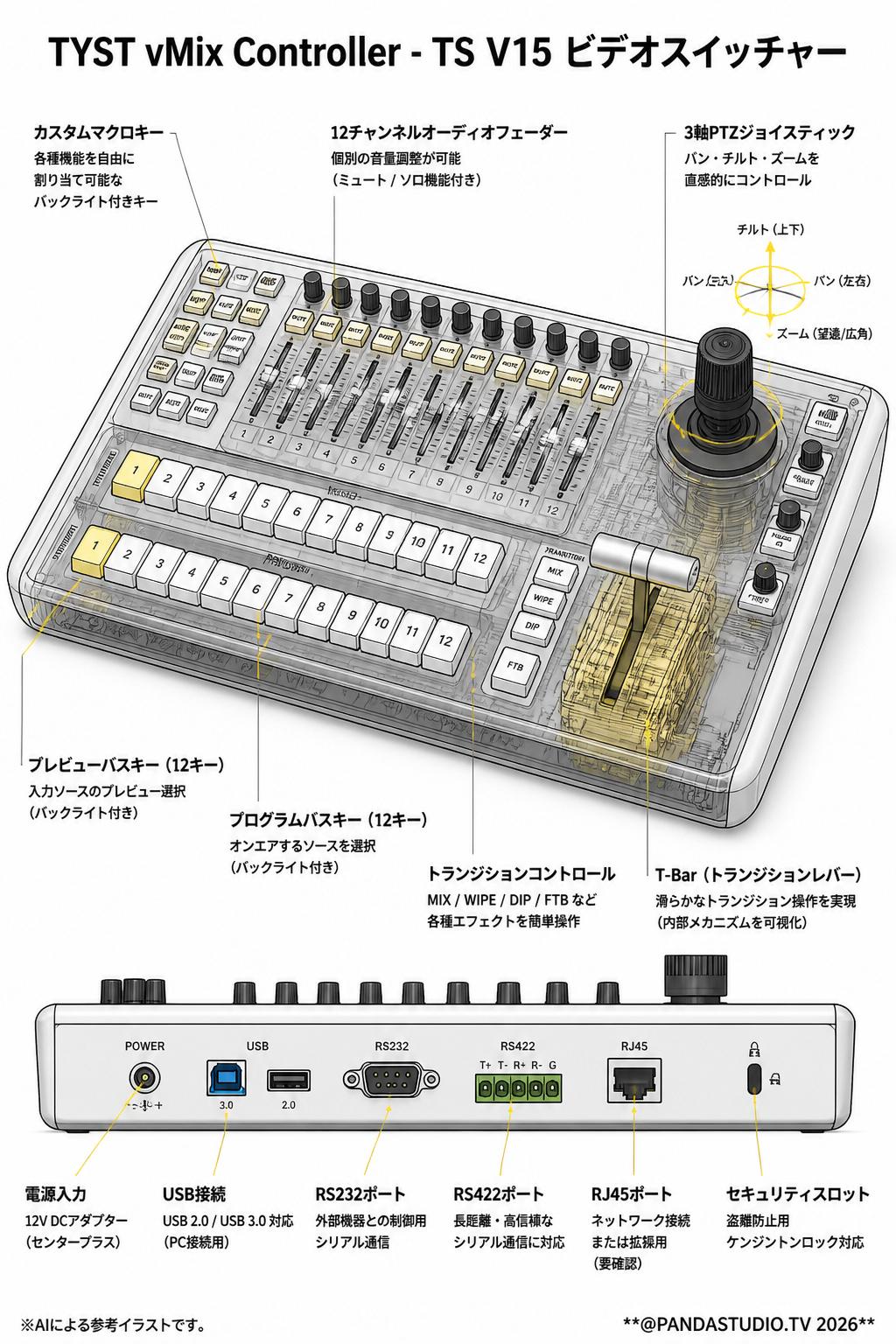 TYST vMix Controller - TS V15 ビデオスイッチャー スペック