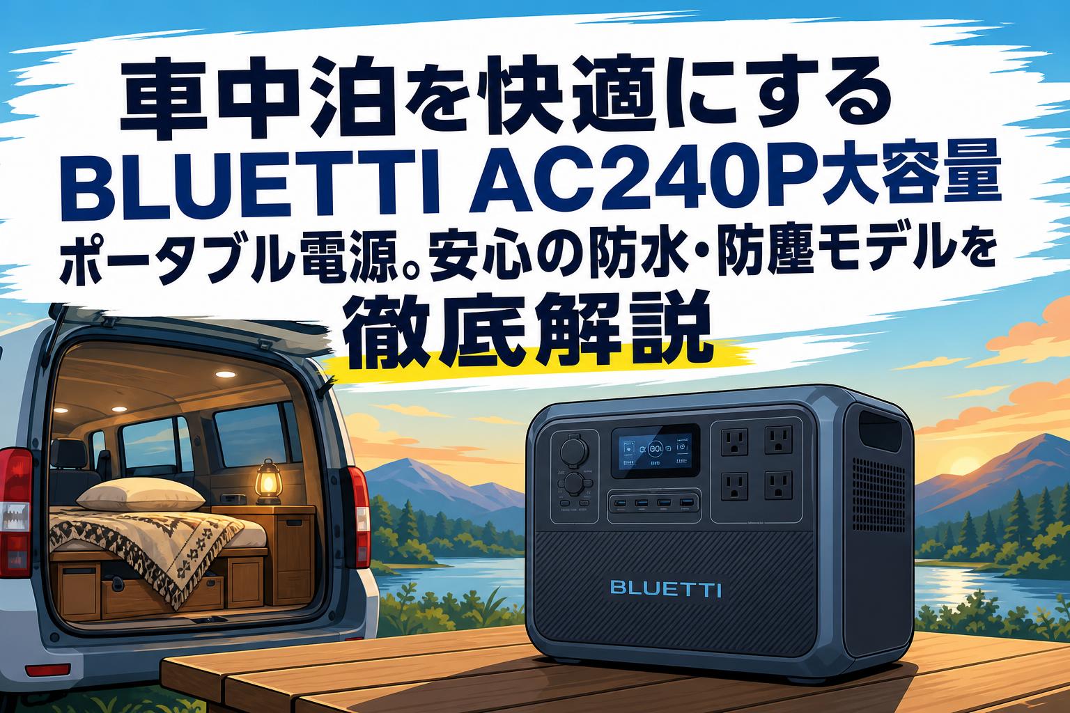 車中泊を快適にするBLUETTI AC240P大容量ポータブル電源。安心の防水・防塵モデルを徹底解説