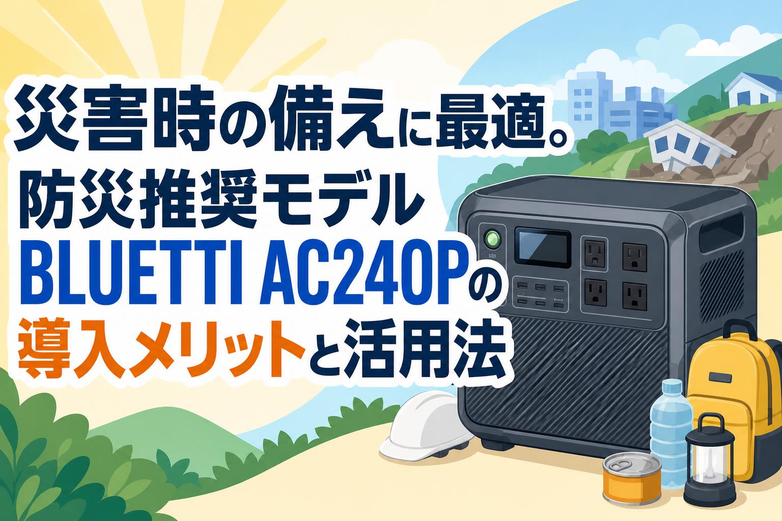 災害時の備えに最適。防災推奨モデルBLUETTI AC240Pの導入メリットと活用法