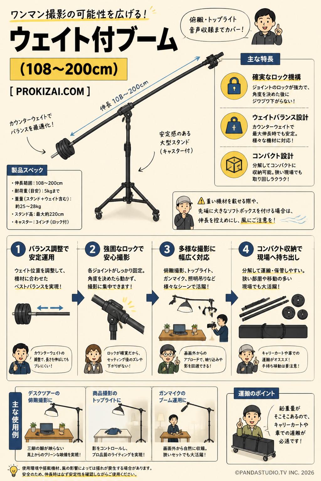 ウェイト付ブーム(108～200cm)【PROKIZAI.COM】 インターネット上のお客様の声（評判）
