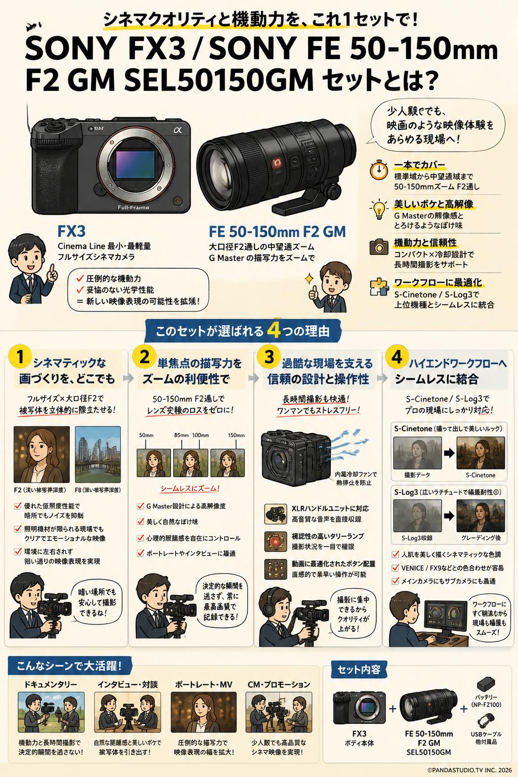 SONY FX3 / SONY FE 50-150mm F2 GM SEL50150GM セット 概要