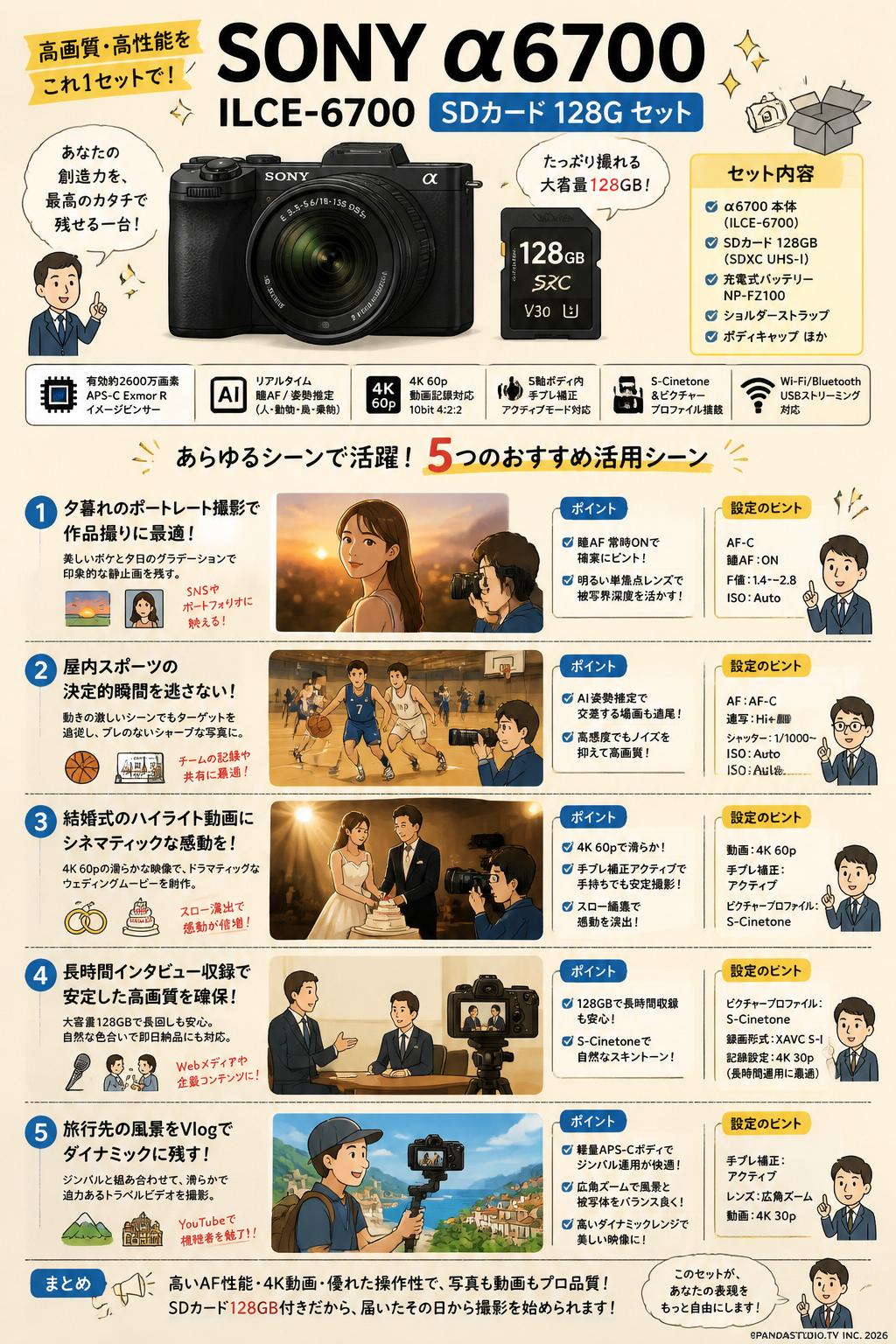SONY α6700ILCE-6700  SDカード 128G セット 用途