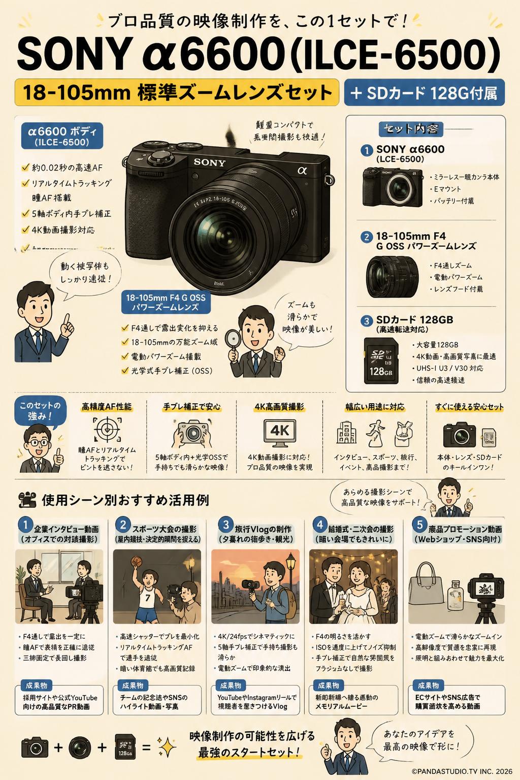 SONY α6600( ILCE-6500 ) 18-105mm 標準ズームレンズセット ＋ SDカード 128G付属 用途