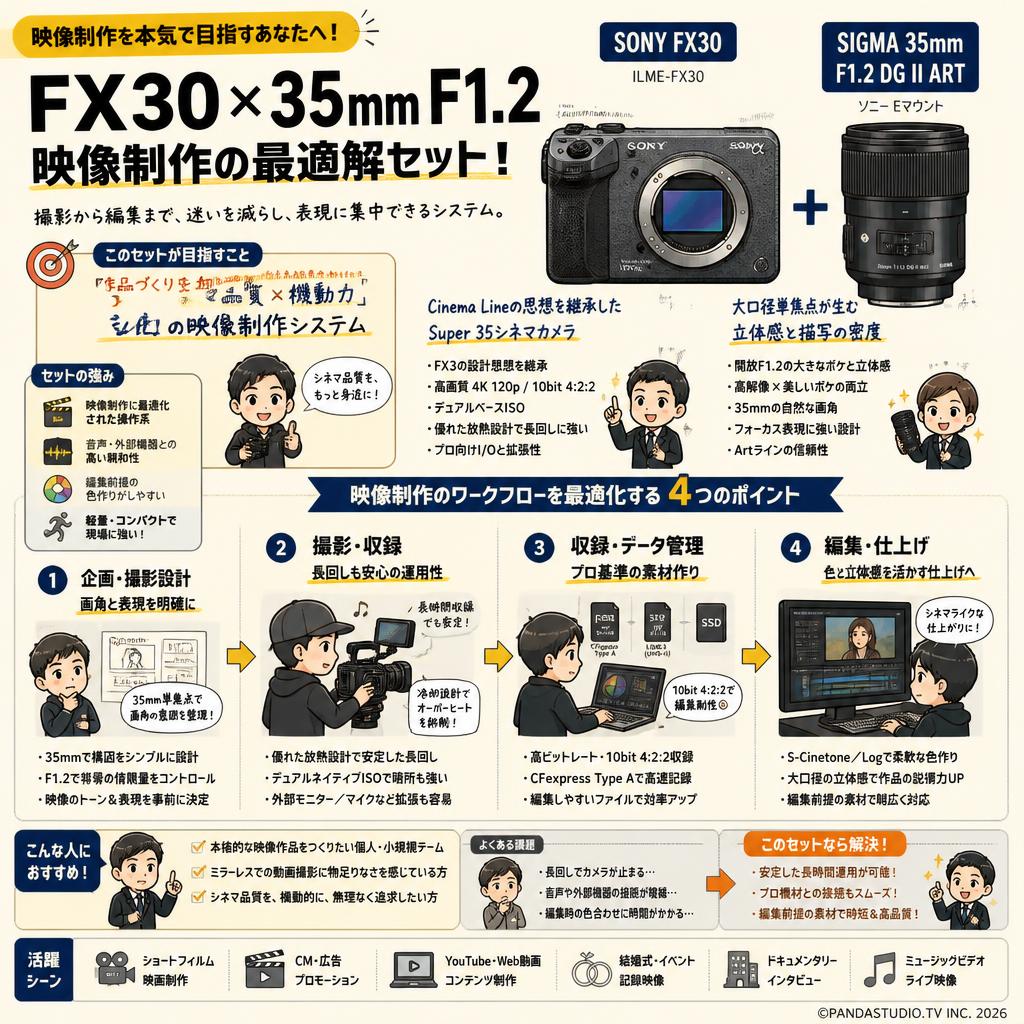 SONY FX30  ILME-FX30 / SIGMA 35mm F1.2 DG II ART ソニー Eマウントセット 概要