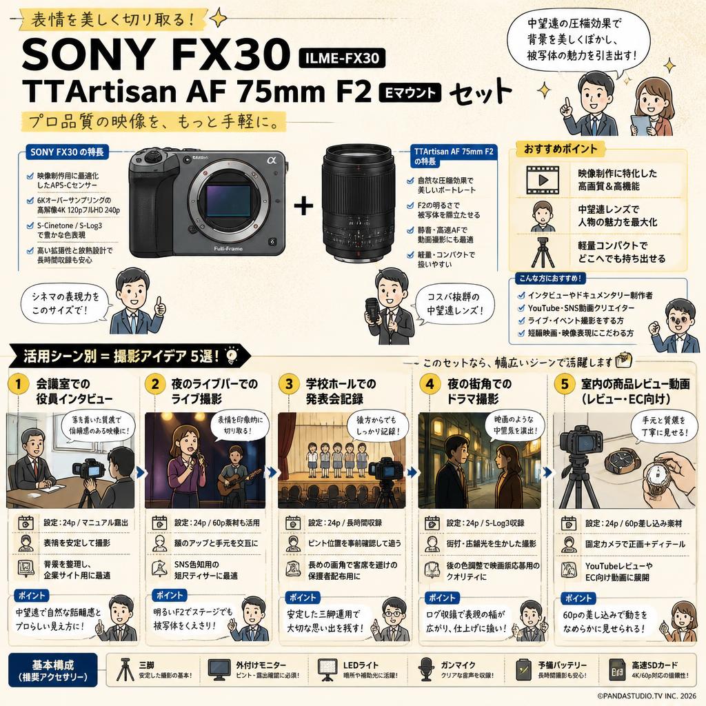 SONY FX30  ILME-FX30/ TTArtisan AF 75mm F2 Eマウント セット 用途