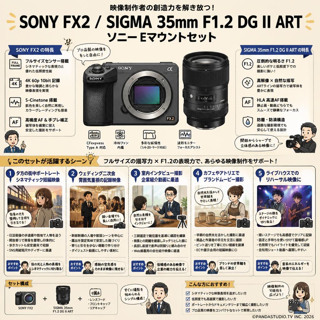 SONY FX2 / SIGMA 35mm F1.2 DG II ART ソニー Eマウントセット 用途