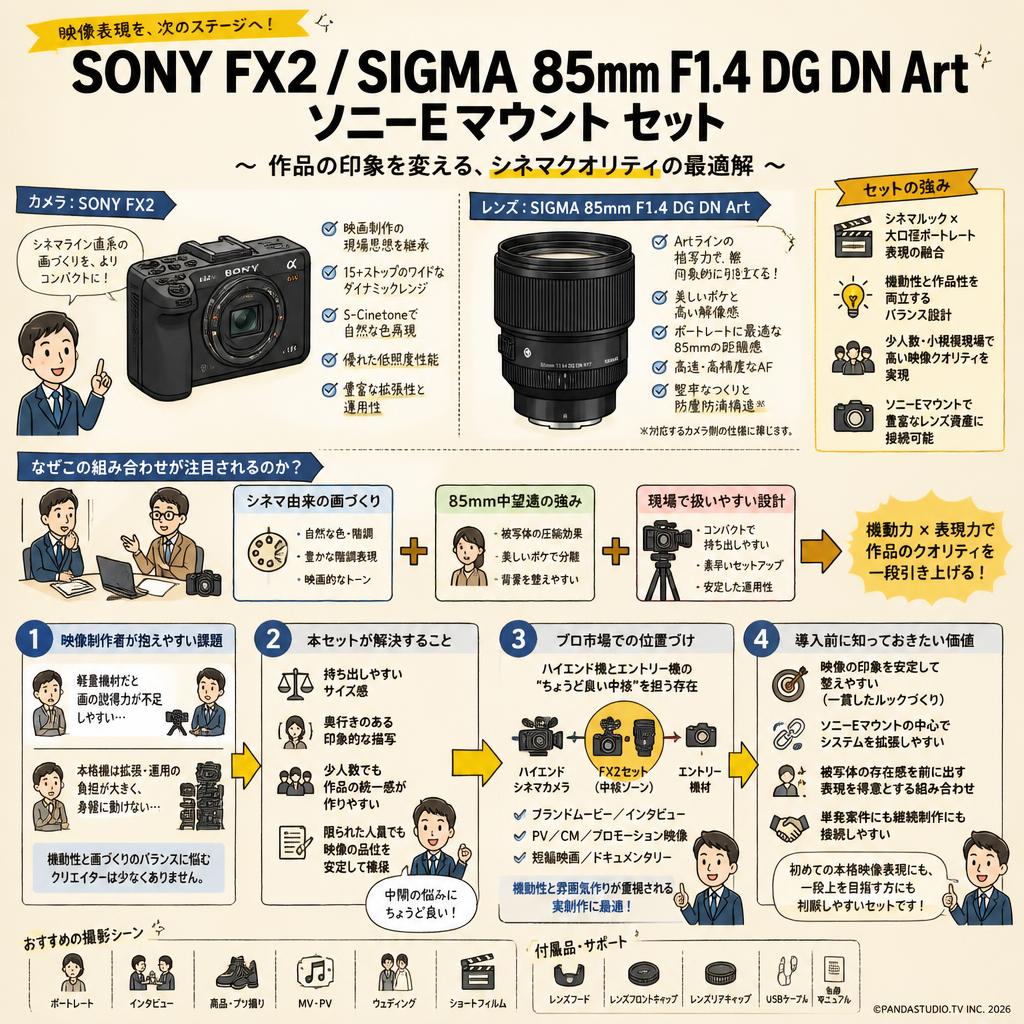 SONY FX2 / SIGMA 85mm F1.4 DG DN Art ソニーEマウント セット 概要