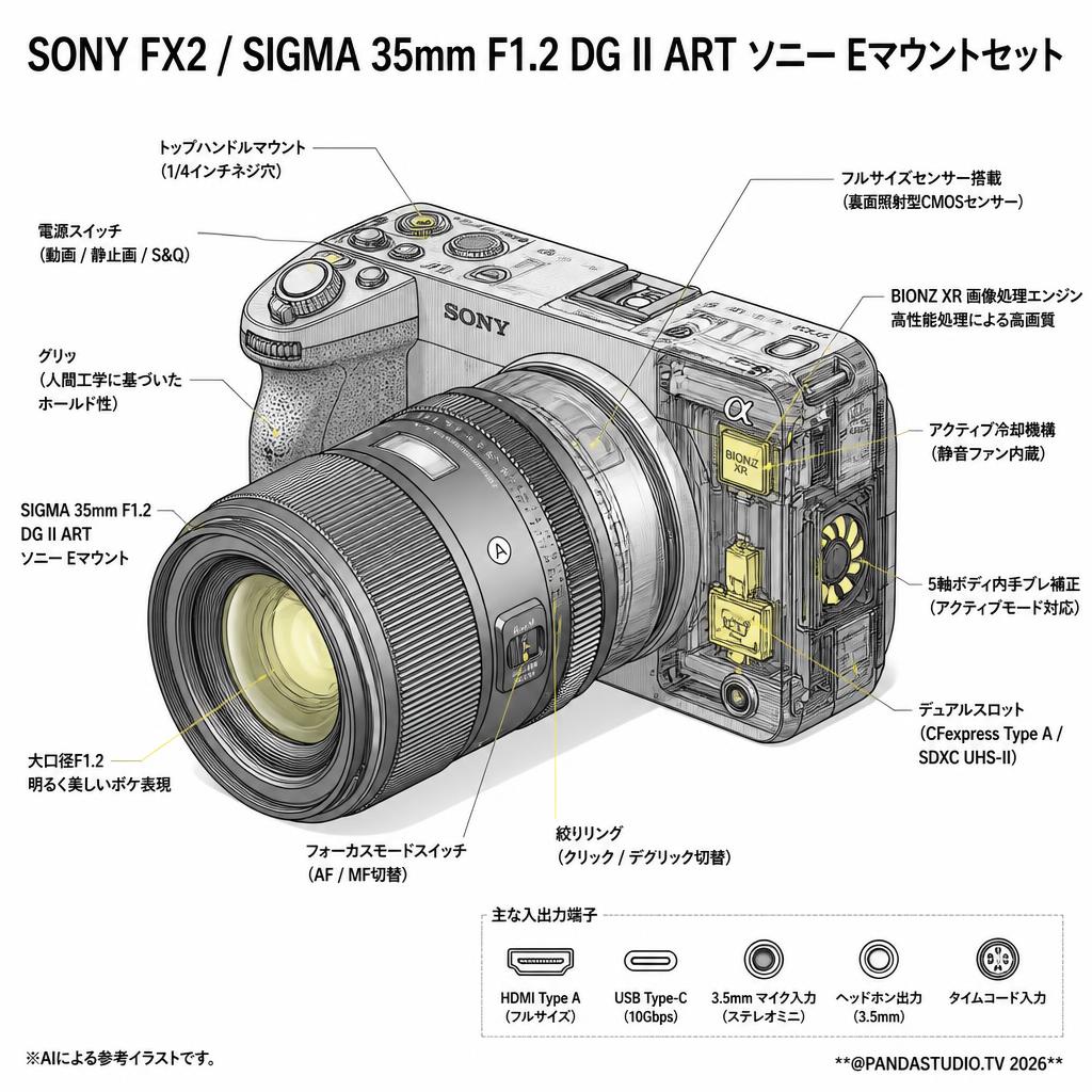 SONY FX2 / SIGMA 35mm F1.2 DG II ART ソニー Eマウントセット スペック