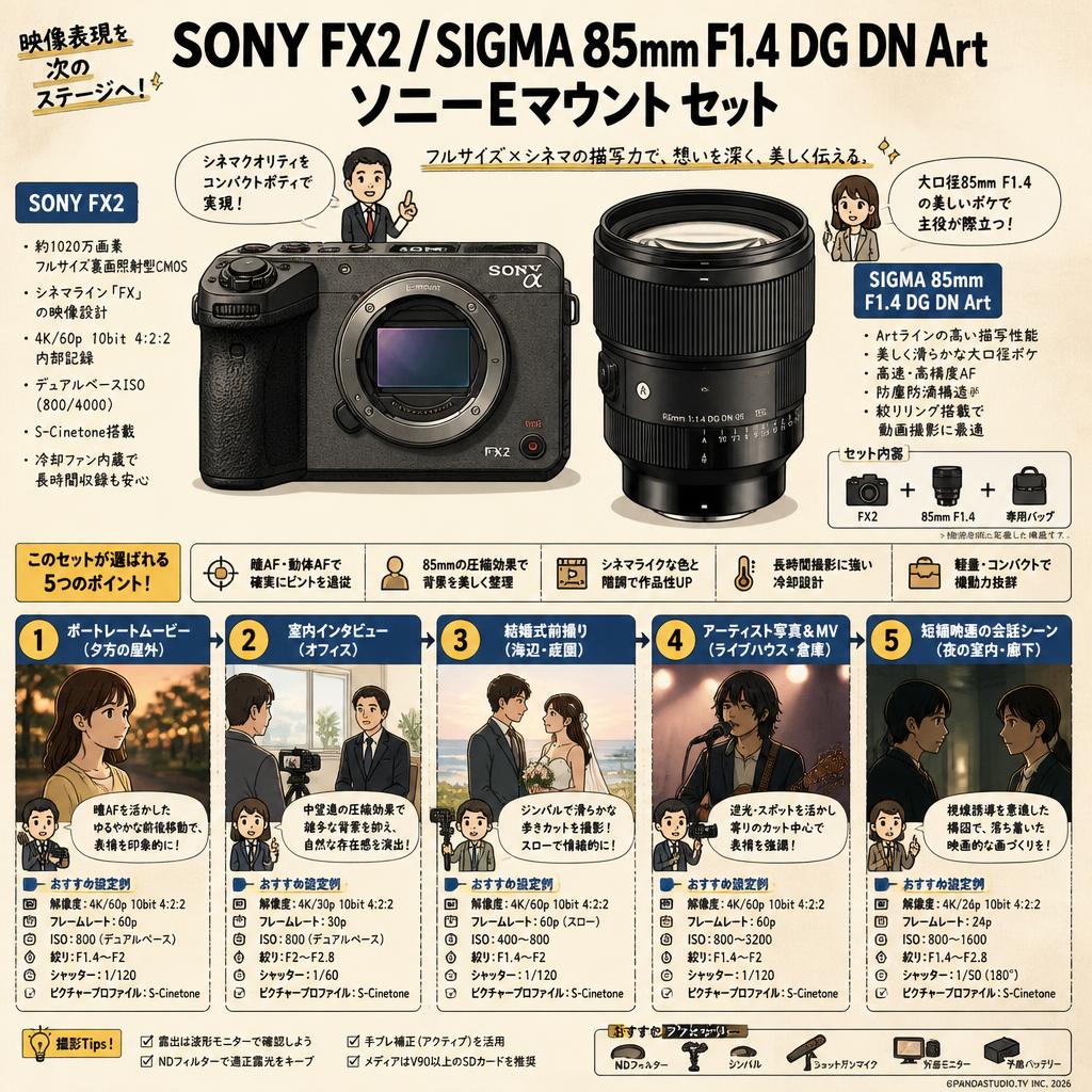 SONY FX2 / SIGMA 85mm F1.4 DG DN Art ソニーEマウント セット 用途
