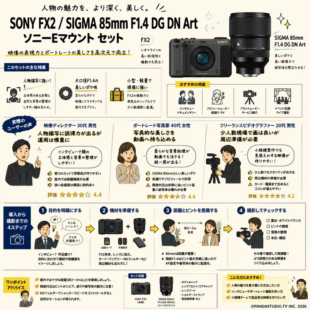 SONY FX2 / SIGMA 85mm F1.4 DG DN Art ソニーEマウント セット インターネット上のお客様の声（評判）