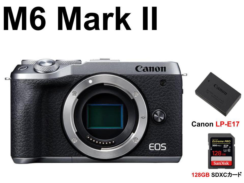 Canon EOS M6 Mark II ミラーレス一眼カメラ ボディー /  128GB SDXCカード / Canon バッテリー LP-E17セット