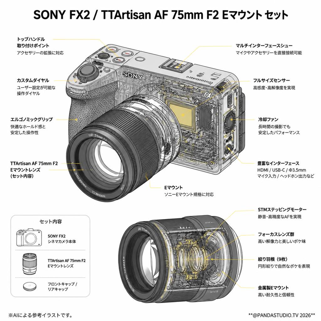 SONY FX2 / TTArtisan AF 75mm F2 Eマウント セット スペック