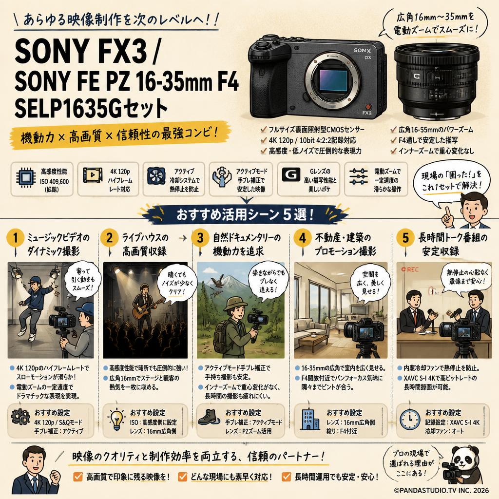 SONY FX3 / SONY FE PZ 16-35mm F4 SELP1635Gセット 用途