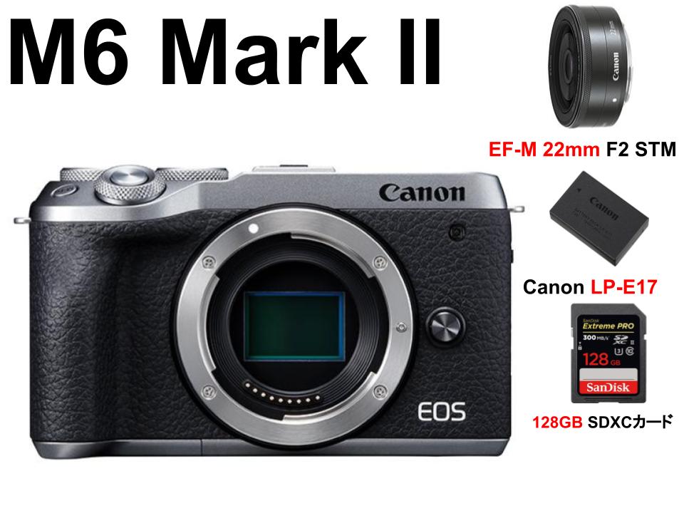 Canon EOS M6 Mark II EF-M 22mm F2 STM レンズキット /  128GB SDXCカード / Canon バッテリー LP-E17セット