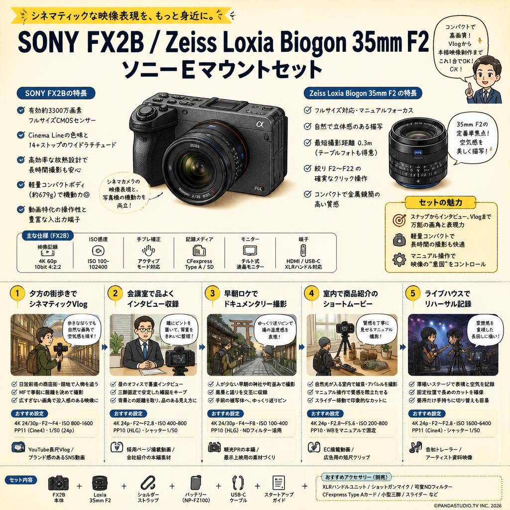 SONY FX2B / Zeiss Loxia Biogon 35mm F2 ソニーE マウントセット 用途