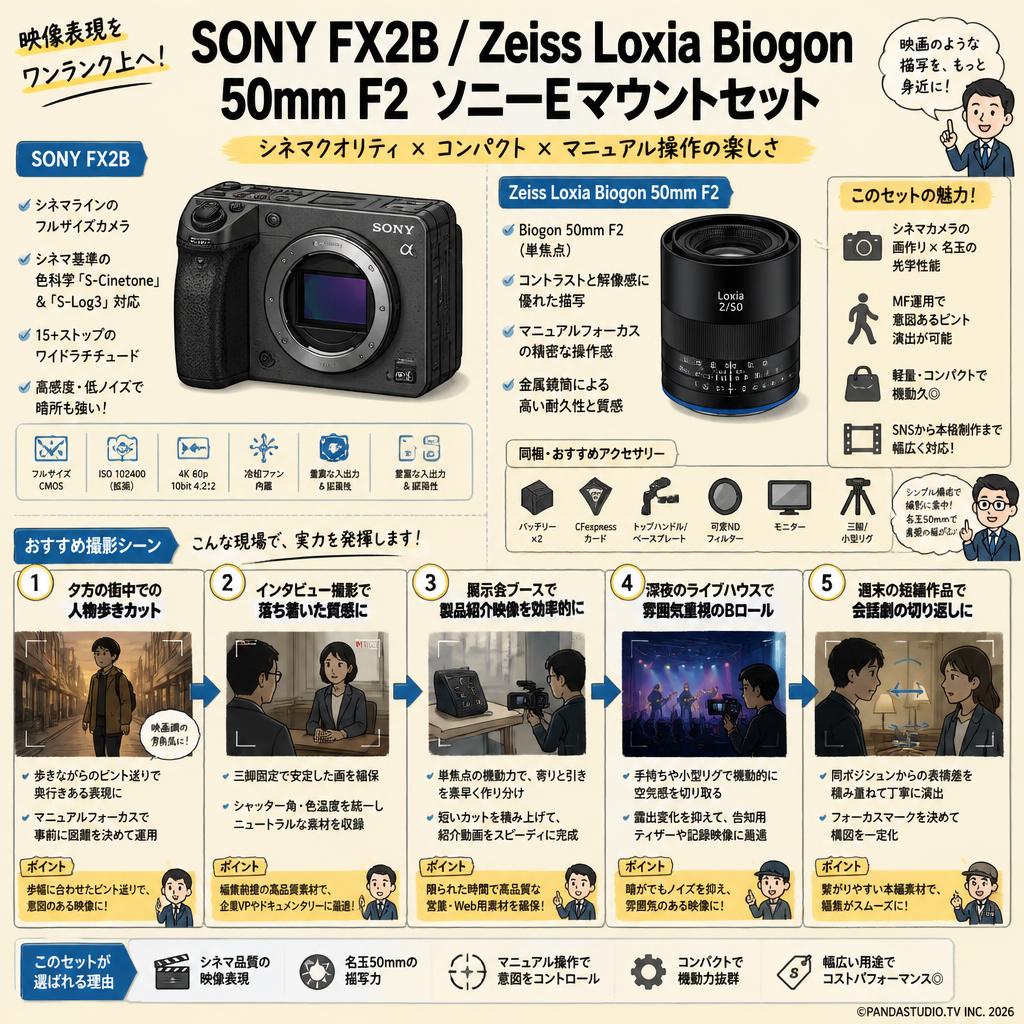 SONY FX2B / Zeiss Loxia Biogon 50mm F2 ソニーE マウントセット 用途