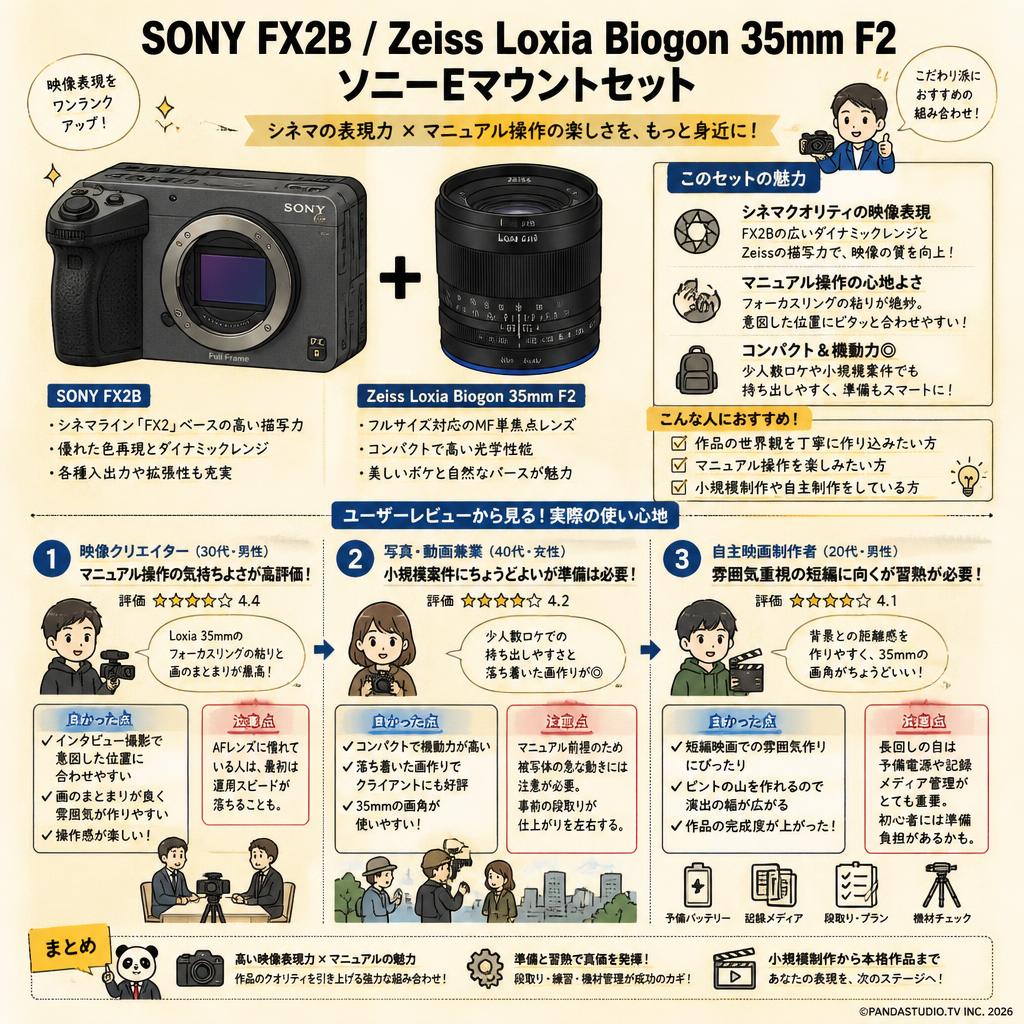 SONY FX2B / Zeiss Loxia Biogon 35mm F2 ソニーE マウントセット インターネット上のお客様の声（評判）