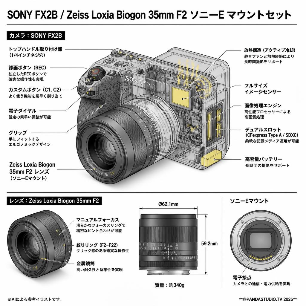 SONY FX2B / Zeiss Loxia Biogon 35mm F2 ソニーE マウントセット スペック
