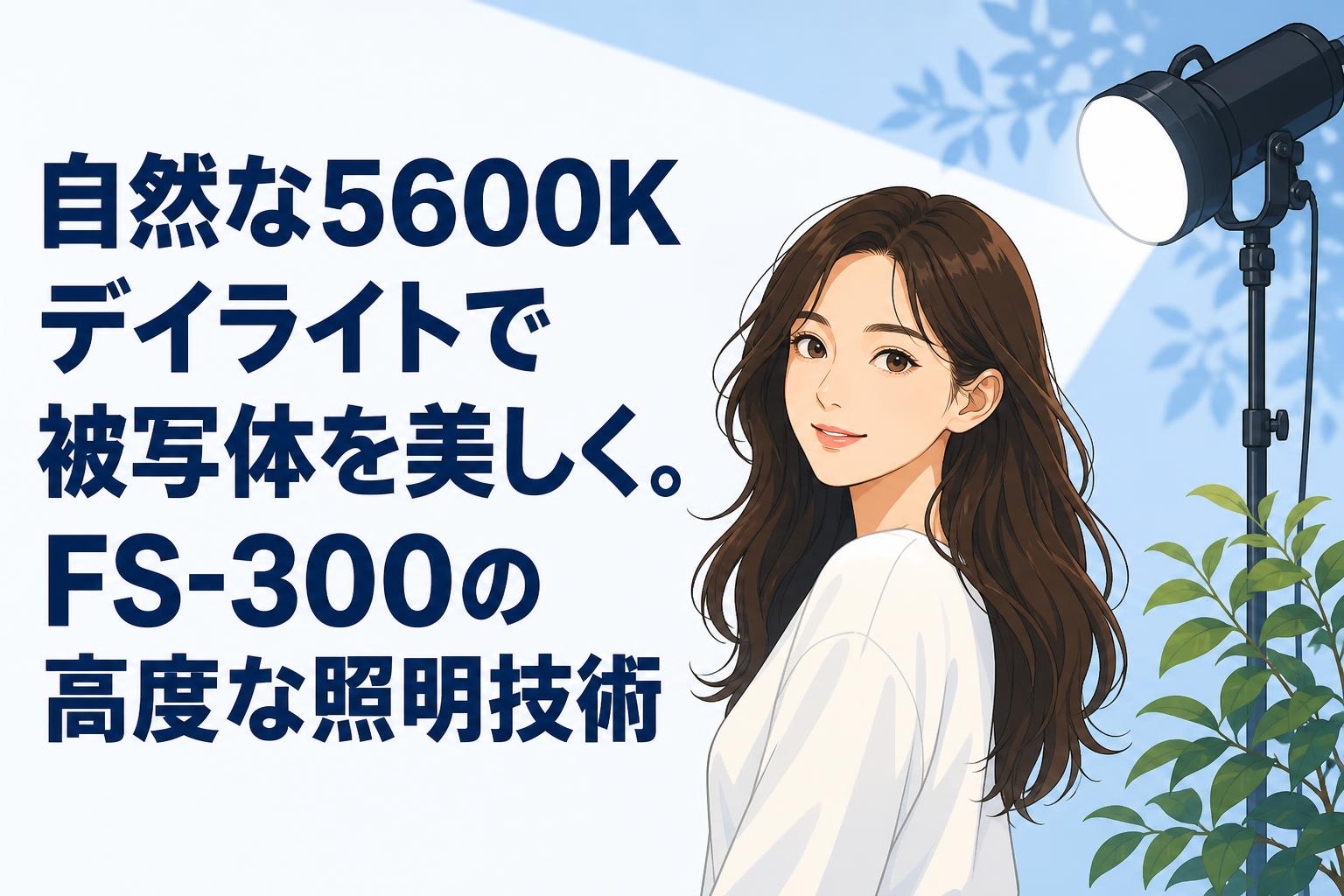 自然な5600Kデイライトで被写体を美しく。FS-300の高度な照明技術