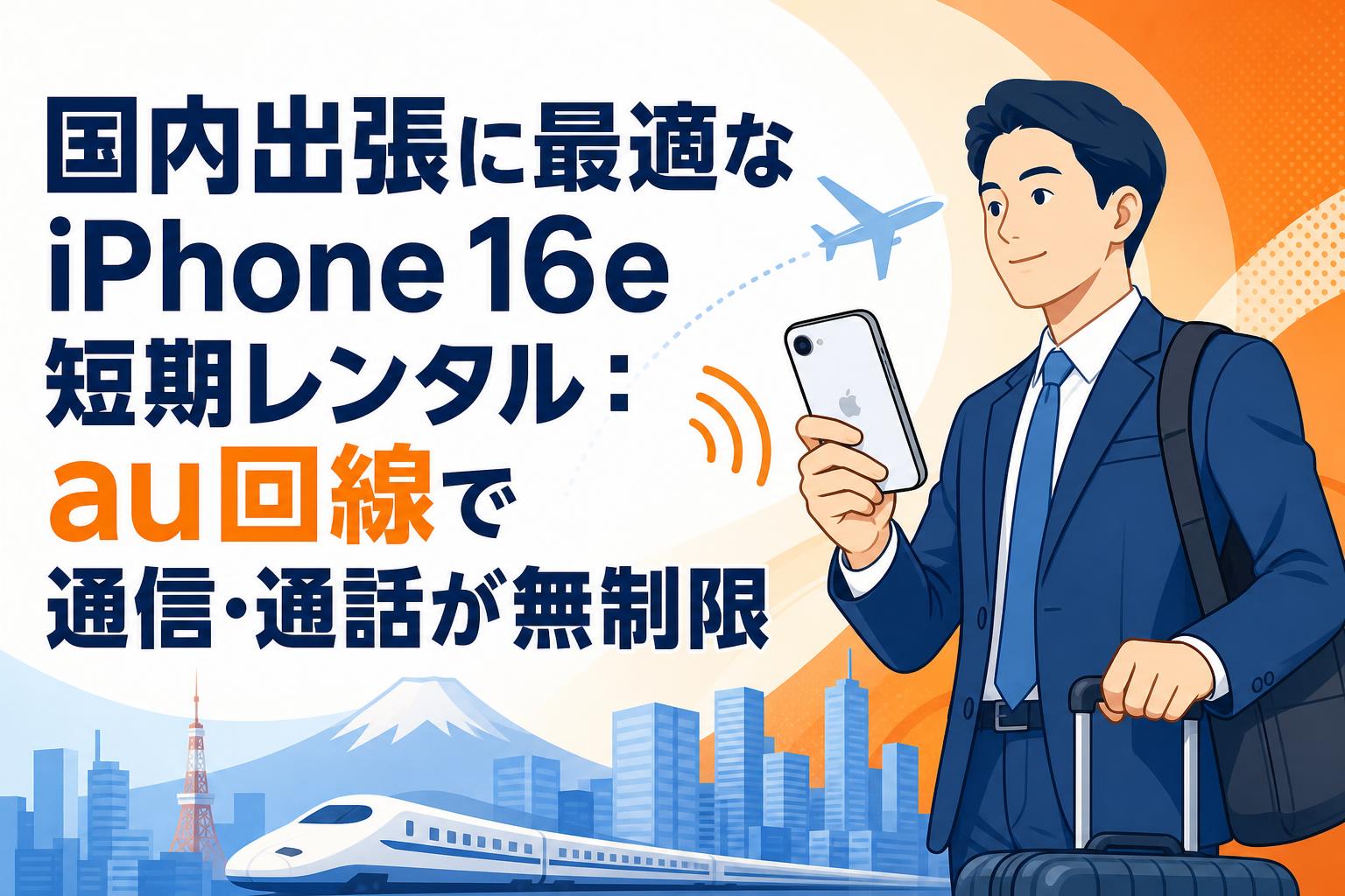 国内出張に最適なiPhone 16e短期レンタル：au回線で通信・通話が無制限