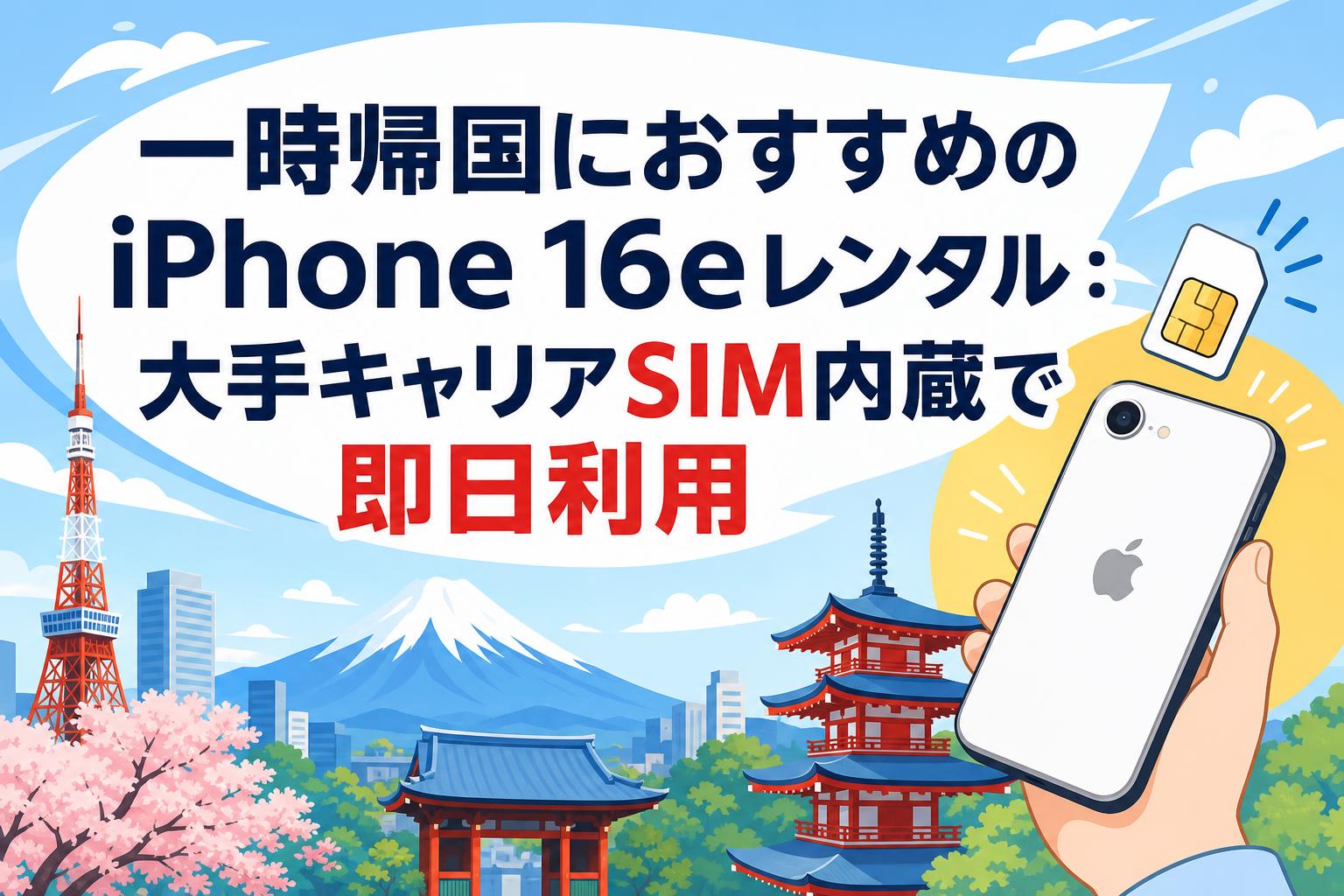 一時帰国におすすめのiPhone 16eレンタル：大手キャリアSIM内蔵で即日利用