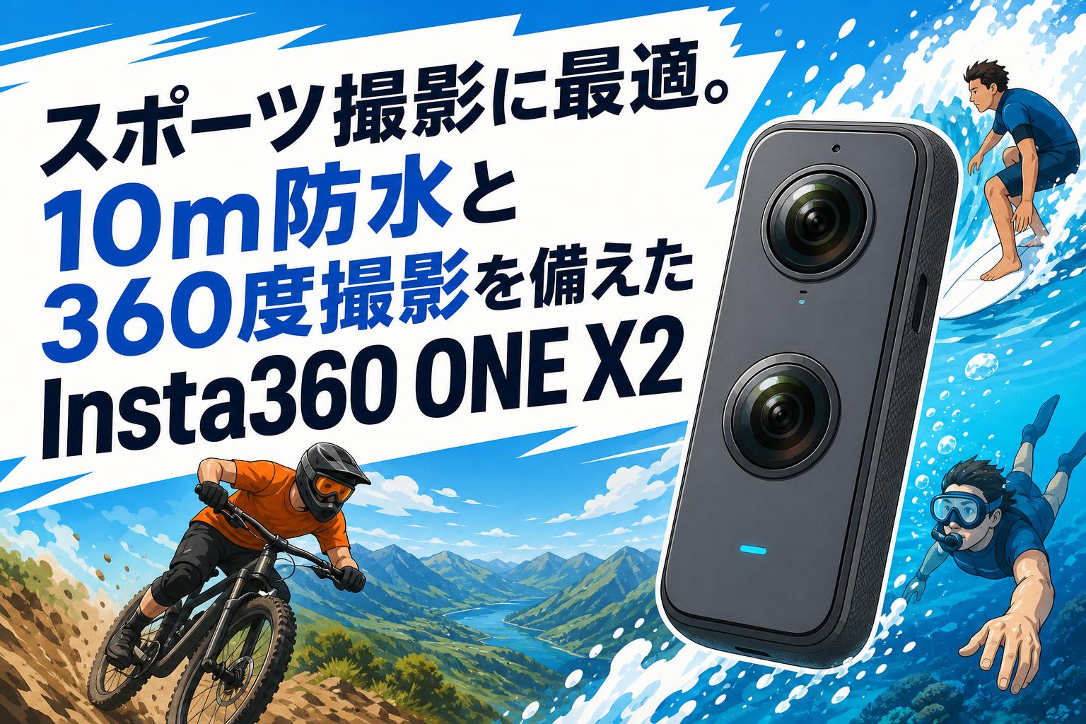 スポーツ撮影に最適。10m防水と360度撮影を備えたInsta360 ONE X2