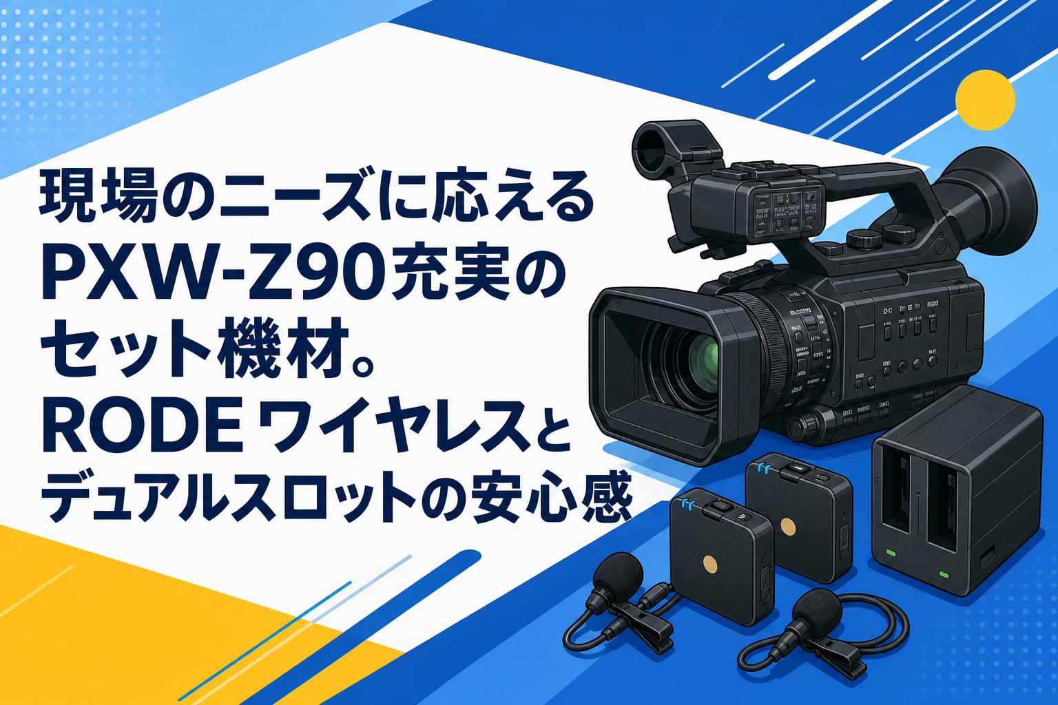 現場のニーズに応えるPXW-Z90充実のセット機材。RODEワイヤレスとデュアルスロットの安心感