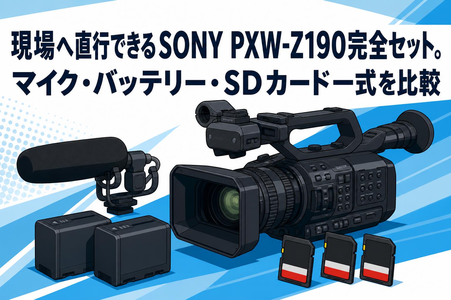 現場へ直行できるSONY PXW-Z190完全セット。マイク・バッテリー・SDカード一式を比較