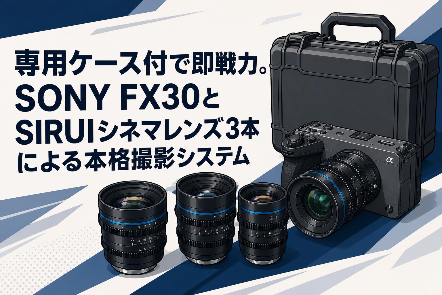 専用ケース付で即戦力。SONY FX30とSIRUIシネマレンズ3本による本格撮影システム