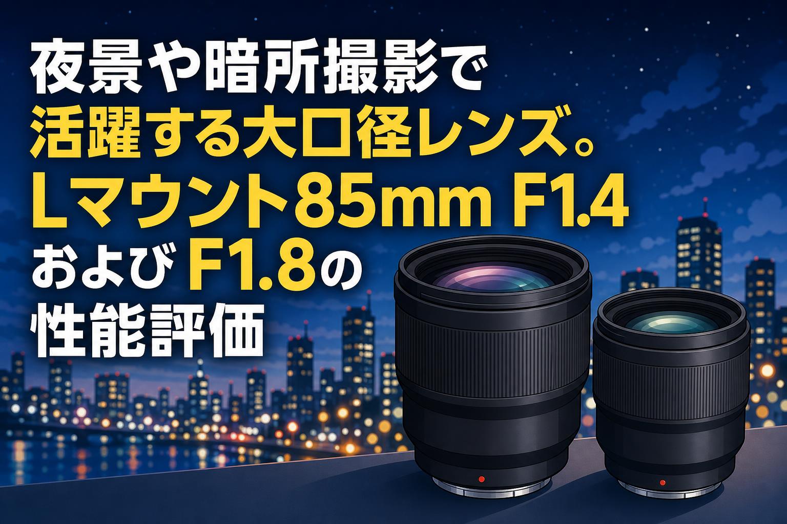 夜景や暗所撮影で活躍する大口径レンズ。Lマウント85mm F1.4およびF1.8の性能評価