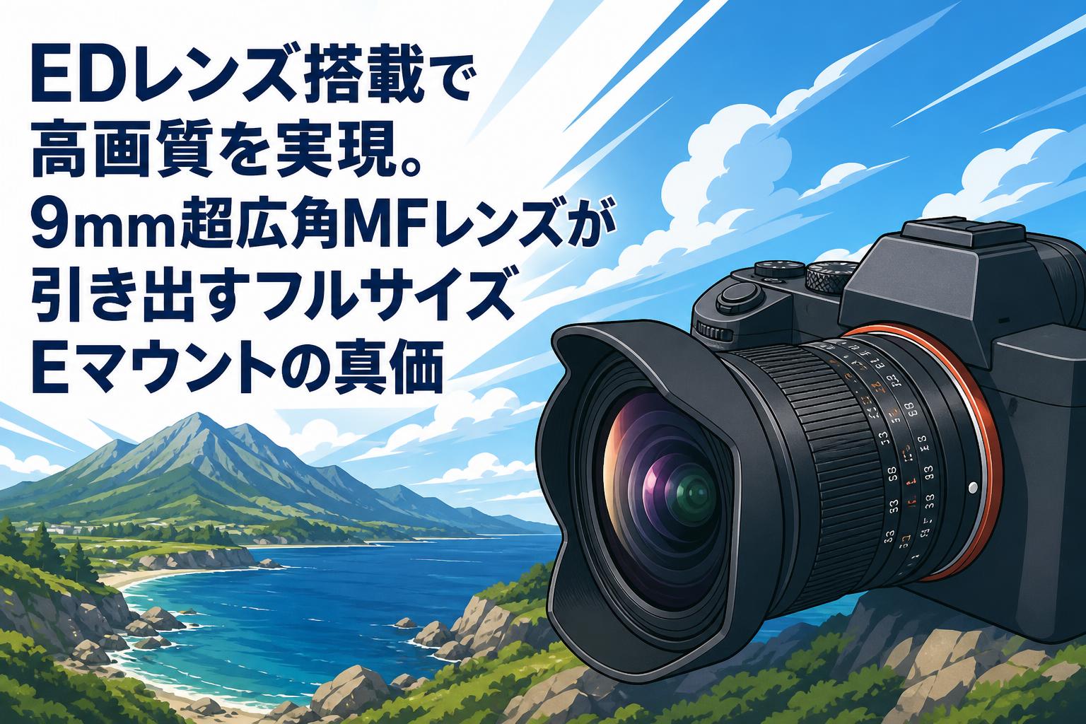 EDレンズ搭載で高画質を実現。9mm超広角MFレンズが引き出すフルサイズEマウントの真価