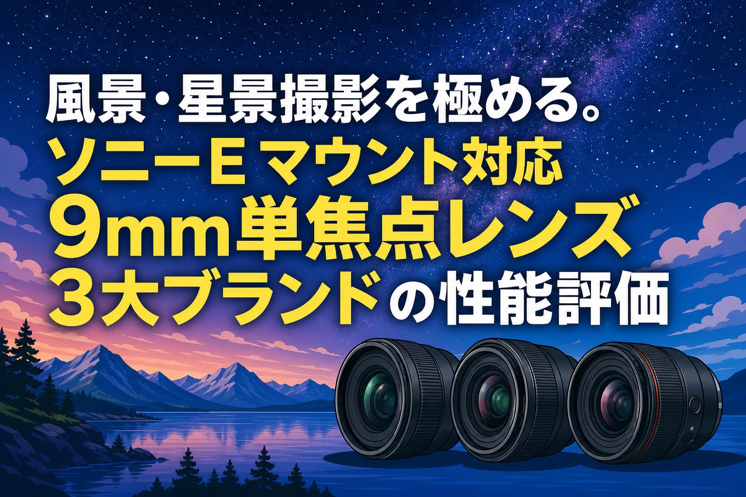 風景・星景撮影を極める。ソニーEマウント対応9mm単焦点レンズ3大ブランドの性能評価