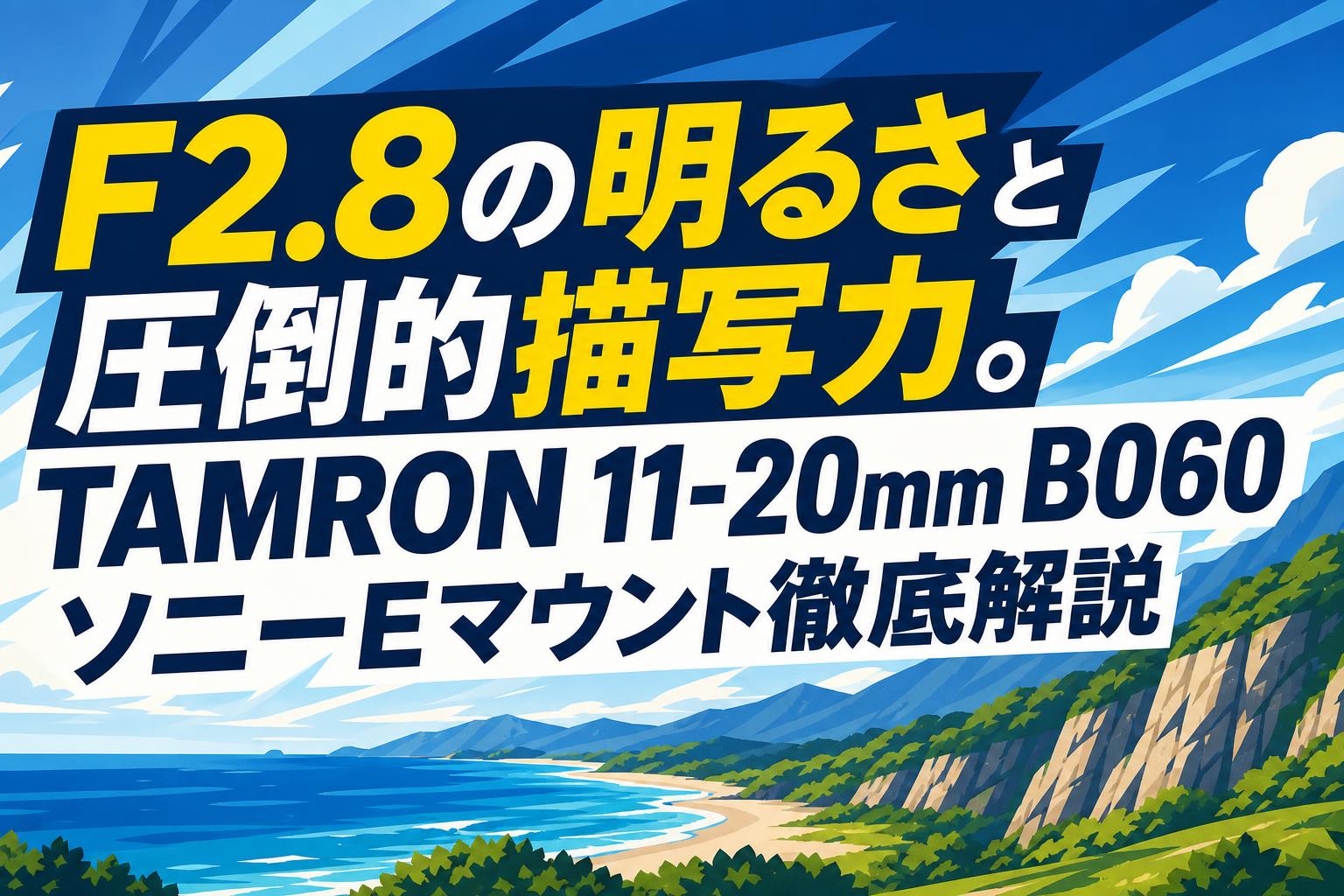 F2.8の明るさと圧倒的描写力。TAMRON 11-20mm B060 ソニーEマウント徹底解説