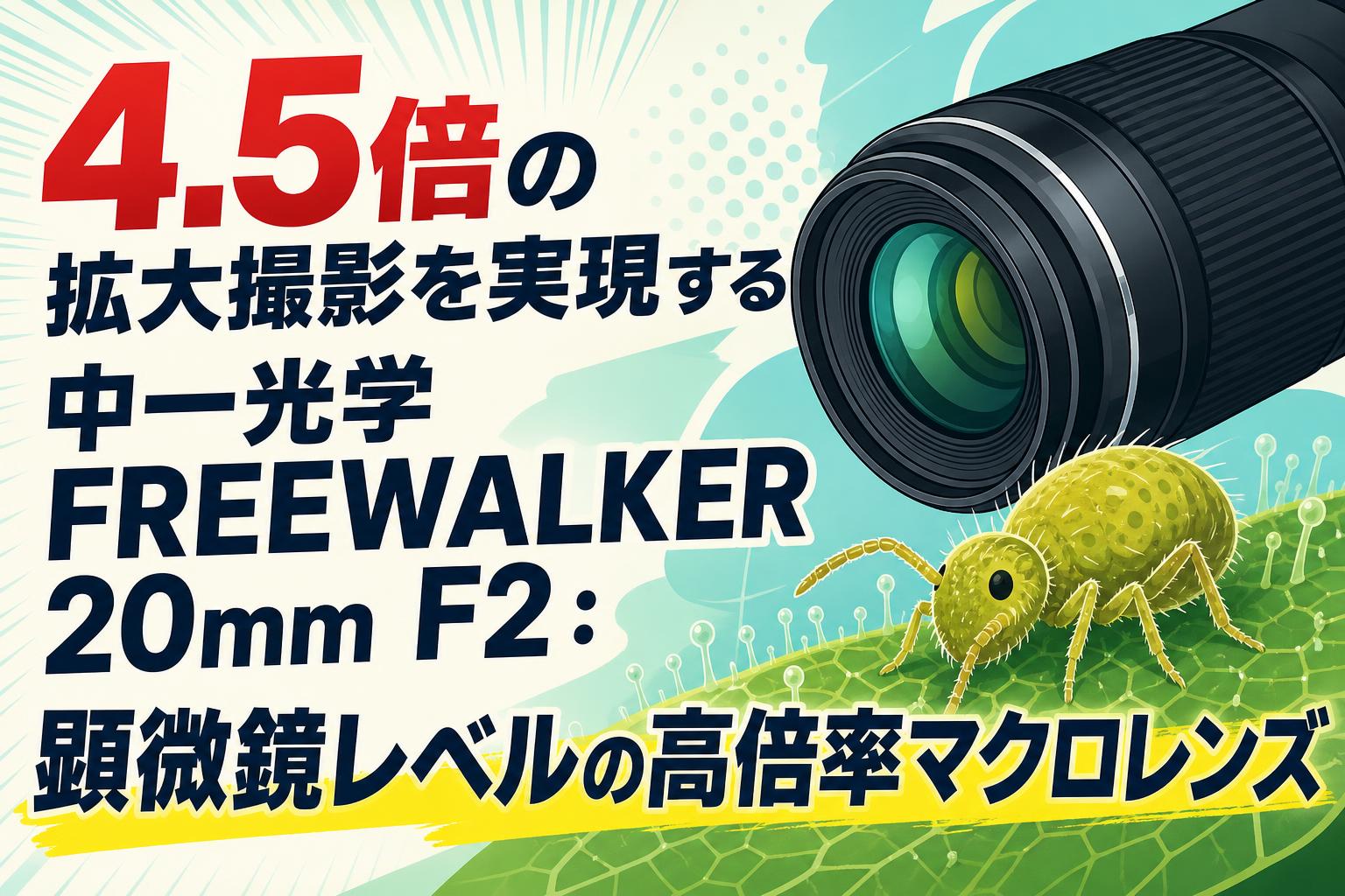 4.5倍の拡大撮影を実現する中一光学 FREEWALKER 20mm F2：顕微鏡レベルの高倍率マクロレンズ