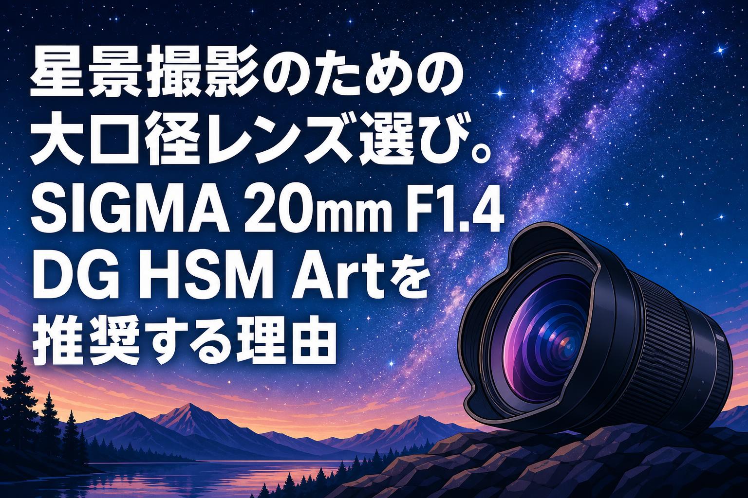 星景撮影のための大口径レンズ選び。SIGMA 20mm F1.4 DG HSM Artを推奨する理由