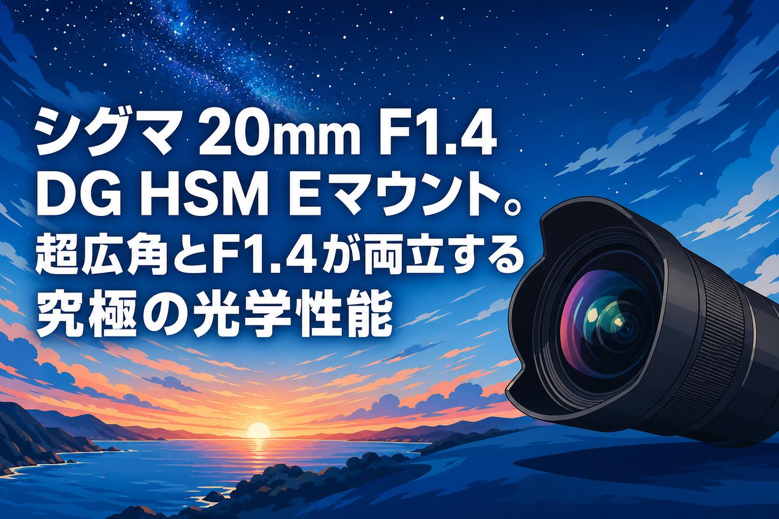 シグマ 20mm F1.4 DG HSM Eマウント。超広角とF1.4が両立する究極の光学性能