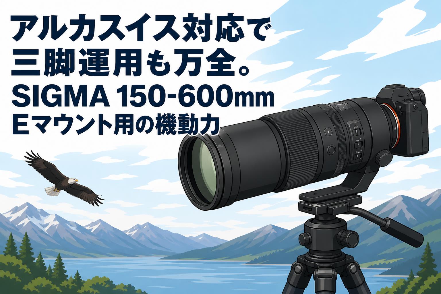 アルカスイス対応で三脚運用も万全。SIGMA 150-600mm Eマウント用の機動力