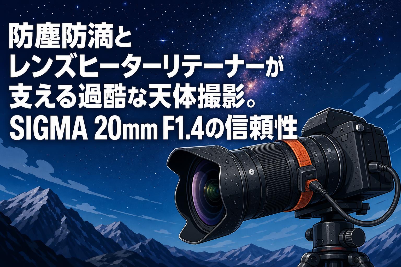 防塵防滴とレンズヒーターリテーナーが支える過酷な天体撮影。SIGMA 20mm F1.4の信頼性