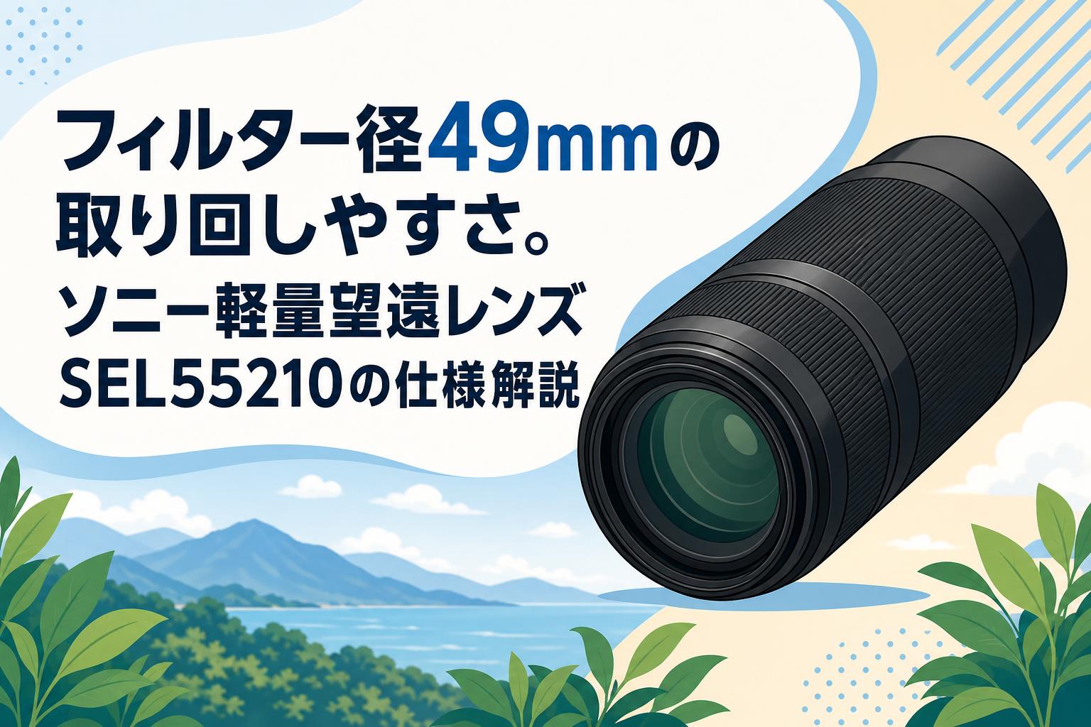 フィルター径49mmの取り回しやすさ。ソニー軽量望遠レンズSEL55210の仕様解説