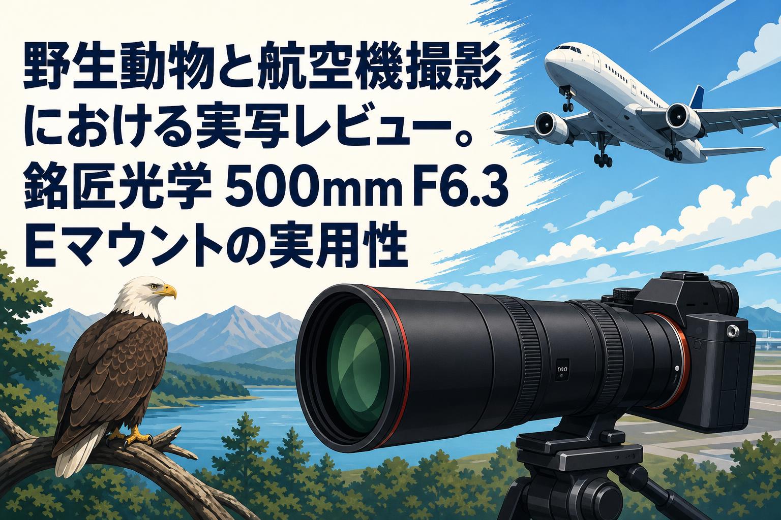 野生動物と航空機撮影における実写レビュー。銘匠光学 500mm F6.3 Eマウントの実用性