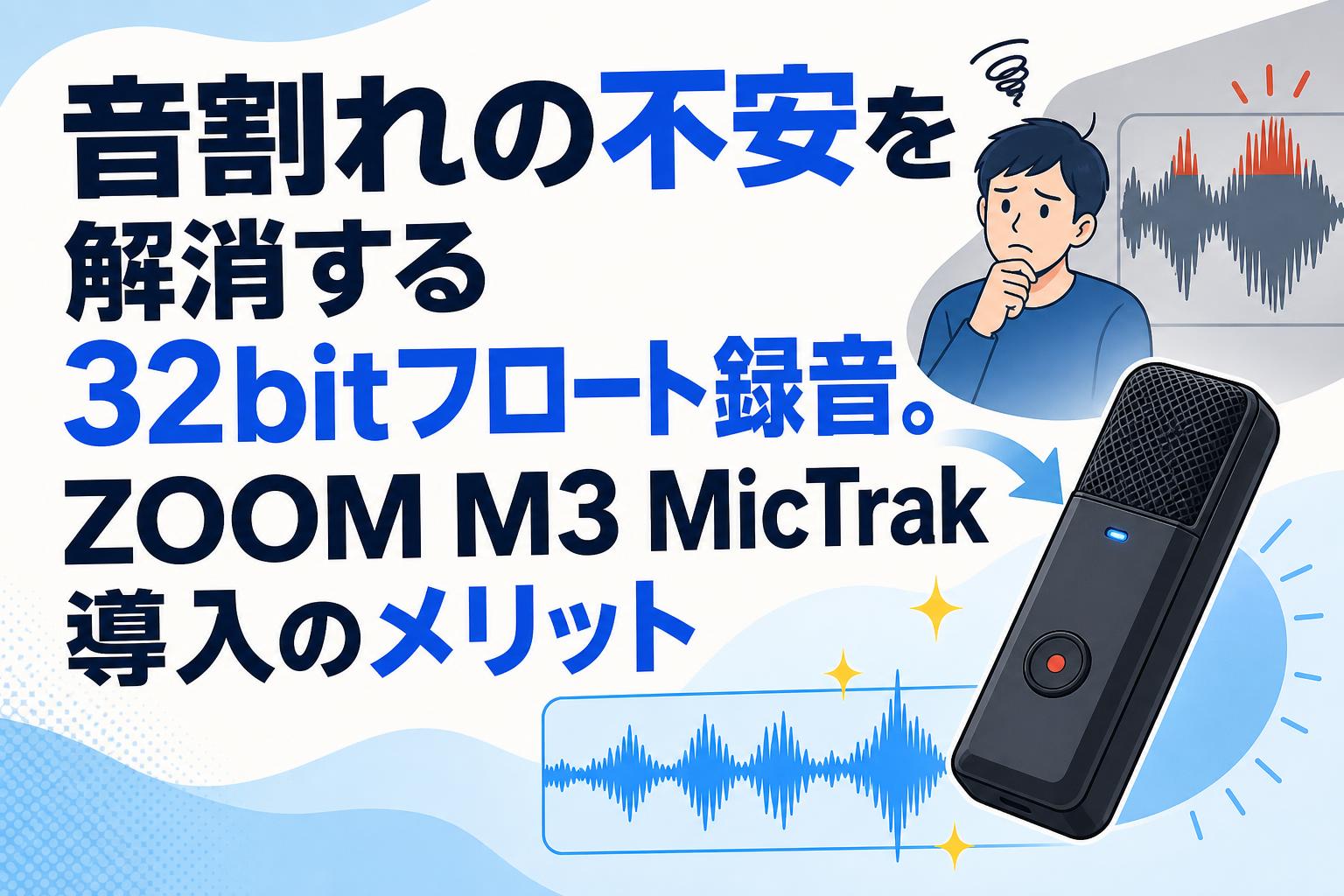音割れの不安を解消する32bitフロート録音。ZOOM M3 MicTrak導入のメリット
