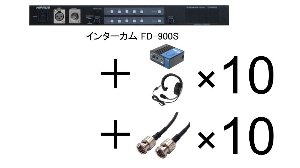 インターカムセット FD-900S ＋ FD-400A（片耳タイプ インカム） ×10セット