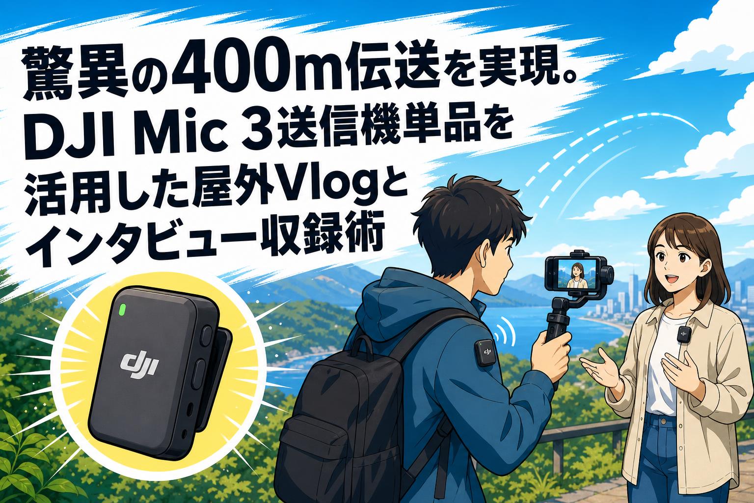 驚異の400m伝送を実現。DJI Mic 3送信機単品を活用した屋外Vlogとインタビュー収録術