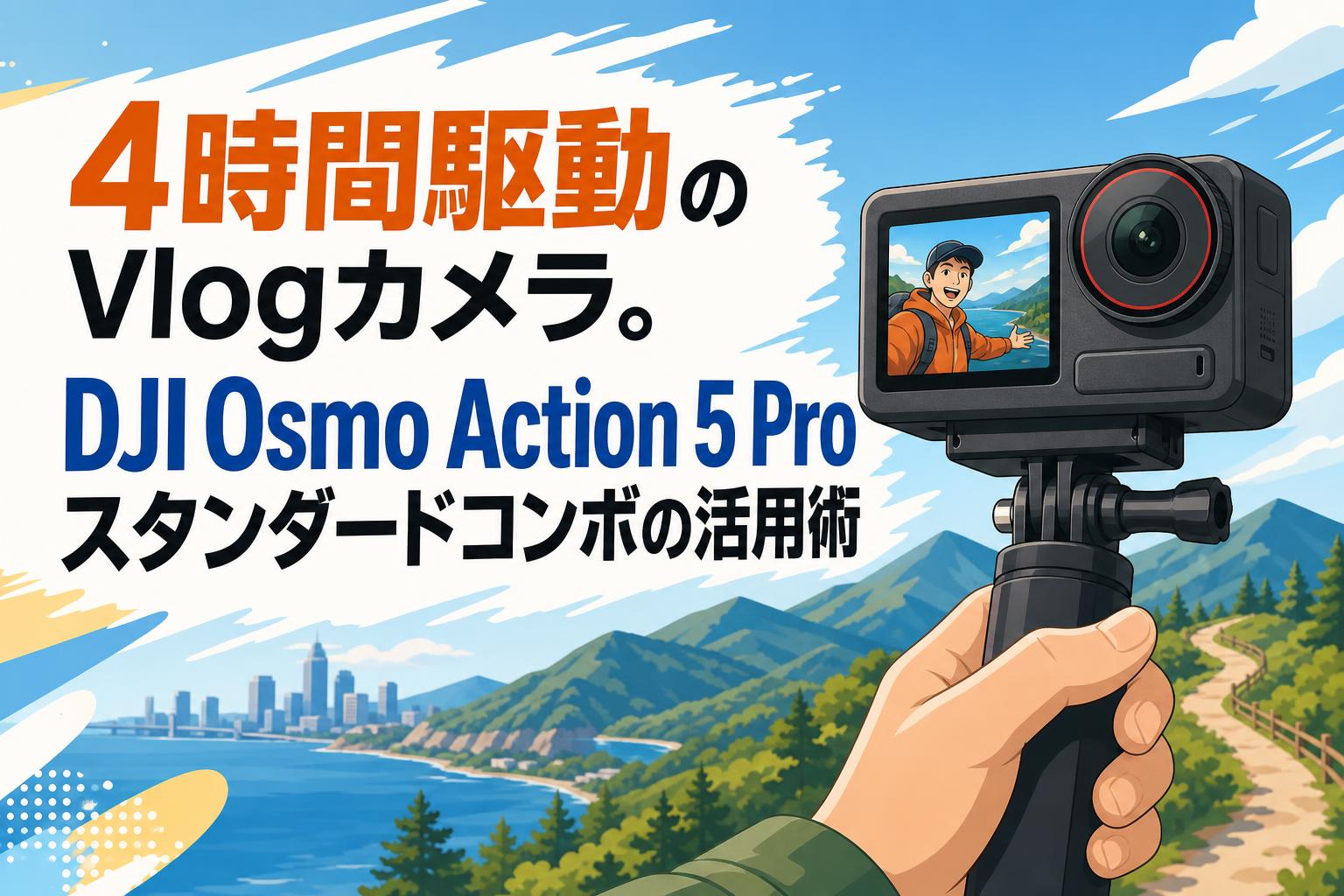 4時間駆動のVlogカメラ。DJI Osmo Action 5 Proスタンダードコンボの活用術