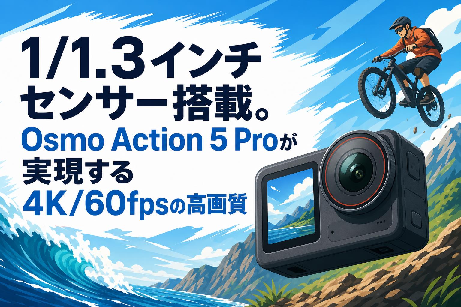 1/1.3インチセンサー搭載。Osmo Action 5 Proが実現する4K/60fpsの高画質