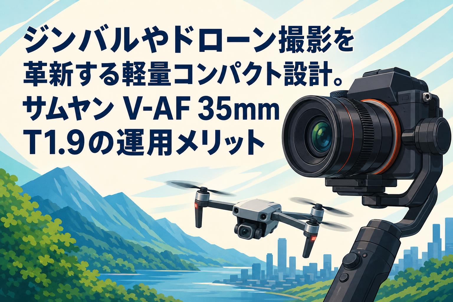ジンバルやドローン撮影を革新する軽量コンパクト設計。サムヤン V-AF 35mm T1.9の運用メリット